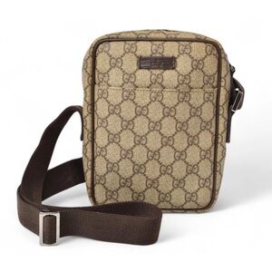 Gucci Tan and Brown Monogram Shoulder Bag